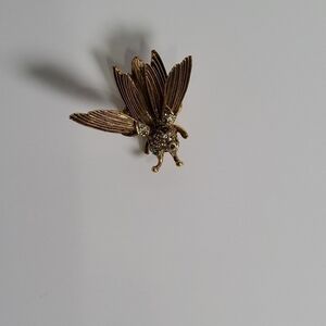 Pauline Rader Retro Rhinestone insect Brooch Signed